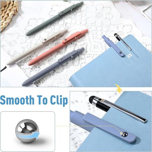 Thenshop 20 Pcs Gel Ink Pen Retractable Ballpoint Pens with 0.5 mm Black Click Refill Smooth Writing Cute Quick Dry Fine Point Piloting Aesthetic(20 Pcs,Morandi Color) in Kuwait