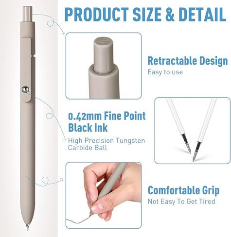 Thenshop 20 Pcs Gel Ink Pen Retractable Ballpoint Pens with 0.5 mm Black Click Refill Smooth Writing Cute Quick Dry Fine Point Piloting Aesthetic(20 Pcs,Morandi Color) in Kuwait