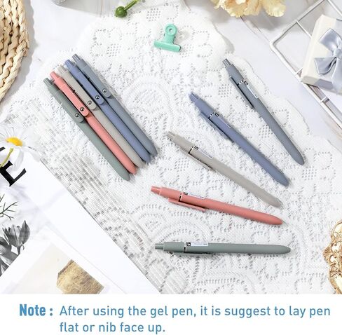 Thenshop 20 Pcs Gel Ink Pen Retractable Ballpoint Pens with 0.5 mm Black Click Refill Smooth Writing Cute Quick Dry Fine Point Piloting Aesthetic(20 Pcs,Morandi Color) in Kuwait