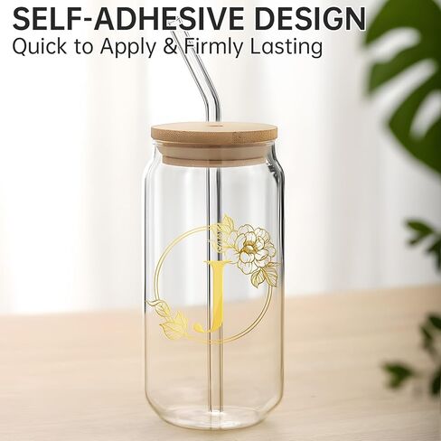 NiHome Self-Adhesive Gold Foil Letter Cup Wrap Transfer Stickers for Personalization & Decoration, Easy Apply Durable Initial for Drinkware, Gifts & More, Add a Touch of Elegance for All Occasions (K) in Kuwait