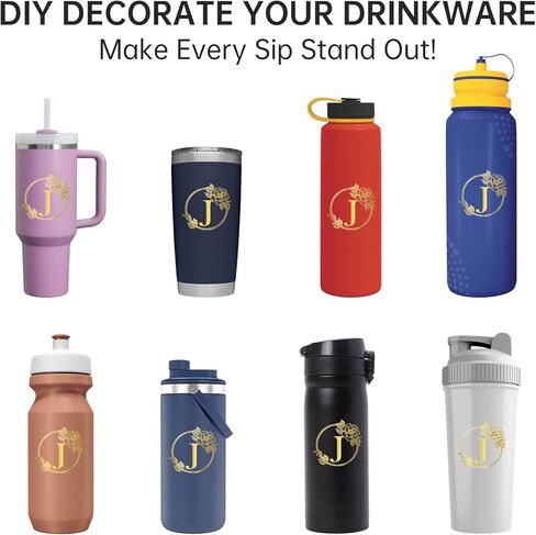 NiHome Self-Adhesive Gold Foil Letter Cup Wrap Transfer Stickers for Personalization & Decoration, Easy Apply Durable Initial for Drinkware, Gifts & More, Add a Touch of Elegance for All Occasions (K) in Kuwait