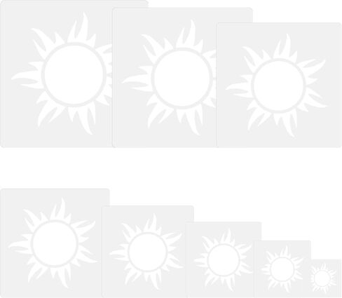 8 قطع من استنسل الشمس، 8 مقاسات قالب شمسي قابل لإعادة الاستخدام لطلاء استنسل بوهو صن لتزيين استنسل طلاء الشمس لجدار الأرضيات الخشبية والمشروعات اليدوية الفنية in Kuwait