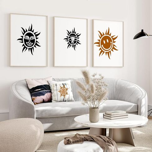 8 قطع من استنسل الشمس، 8 مقاسات قالب شمسي قابل لإعادة الاستخدام لطلاء استنسل بوهو صن لتزيين استنسل طلاء الشمس لجدار الأرضيات الخشبية والمشروعات اليدوية الفنية in Kuwait