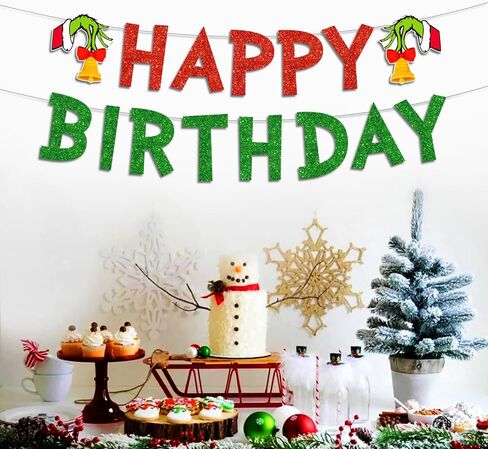 لافتة عيد ميلاد سعيد، بدون استخدام بنفسك، زينة حفلات عيد الميلاد السعيدة اللامعة باللونين الأحمر والأخضر لمستلزمات حفلات ديسمبر in Kuwait