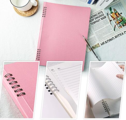 Black Spiral Notebook, Flexible Cover A4 Spiral Notepad College Ruled Pages 80 Sheet/160 Pages in Saudi Arabia