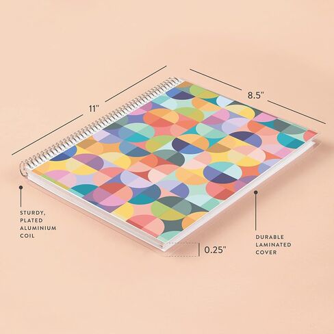 Erin Condren 8.5" X 11" Spiral Bound Dot Grid Notebook - Abstract Circles, 160 Dot Grid Page Note Taking & Writing Notebook, 80 Lb, Thick Paper, Stickers Included in Saudi Arabia