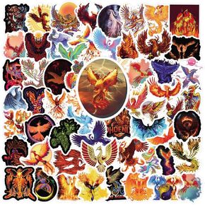 63pcs Phoenix Sticker Chinese Divine Bird Sticker Aesthetic Vinyl, Animal Stickers for Kids, Girls, Boys, Teenagers, Adult Water Bottles, Laptops, Handcases, Birthday Party Supplies,Animal Stickers