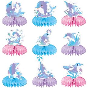 9Pcs Dolphin Party Decorations Dolphin Honeycomb Centerpieces Table Topper Favors for Kids Supplies