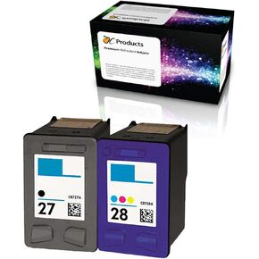 Refilled HP 27 and HP 28 Ink Cartridge Replacement for HP Deskjet 3650 3845 PSC 1310 1315 2200 2171 Officejet 5608 (1 Black 1 Color)