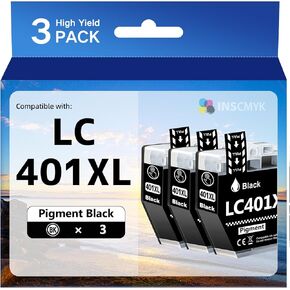 LC401XL Ink Cartridges for Brother Printer LC401 XL LC401 Black Replacement for Brother LC401 XL Ink Cartridges for Brother MFC-J1010DW MFC-J1012DW MFC-J1170DW Ink Cartridges High Yield (3 Pack)