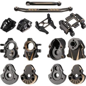 Redcat Ascent 18 8-in-1 Brass Set, 213g Black Coating Skid Plate, Steering Knuckle, Outer Portal Housing, Steering Link, Diff Cover and Servo Mount for 1/18 RC Crawler Redcat Ascent 18 Upgrades