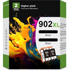 Black 902XL Ink Cartridges for HP Printers Compatible for HP 902 HP902 XL HP902XL (2 Pack) Work for OfficeJet Pro 6960 6968 6970 6975 6978 6979 OfficeJet 6958 6950 6951 6954 6956 6961 6962 Printers