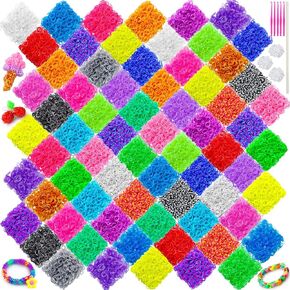 ROSHUKG 7300 Rubber Band Refill Kit in 70 Colours Rubber Bands, Rubber Band Making Kit Birthday Gift for Girls Weaving