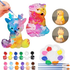 HOUDI Kids Stocking Stuffers for Girls, Bear Deer Kids Painting Set Night Light, Christmas Arts and Crafts for Kids Ages 8-12, Painting Kit for Kids 6-12, Gifts for Boys, 3 4 5 6 7 Year Old Girl Gifts