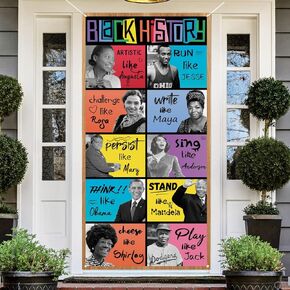 Black History Month Door Cover Black History Month Backdrop African American Black History Month Decorations and Supplies for Home Classroom Office