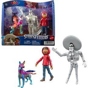 Mattel Disney Pixar Coco Storyteller Action Figure Remember Me Pack, Authentic Posable Movie Toys at 4-Inch Scale, Miguel, Ernesto, Dog Dante