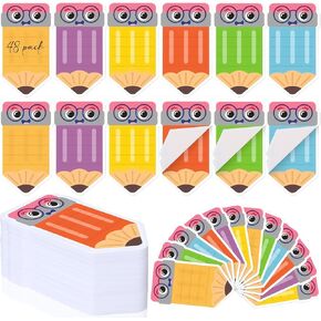 Janlaugh 48 Pads 1440 Sheets Teachers Sticky Notes Pencil Shaped Note Pads Cute Self Adhesive Sticky Notes Back to School Gifts Memo Pads for Kids Students School Office Classroom(Colorful Style)