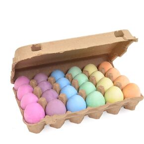 Micador early stART Egg Chalk Sets, 24-Piece Set - 6 Colors - Blackboards + Sidewalk + Brick - Washable - Comfort Grip - Ages 2+