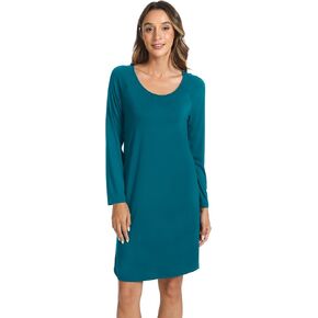 LazyCozy Bamboo Nightgowns for Women Long Sleeve Night Shirt Soft Sleepwear Lightweight Sleepshirt Scoop Neck Night Dress