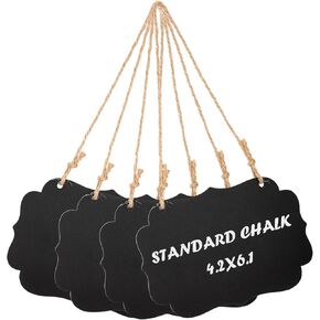 Kamehame Hanging Chalkboard Signs, Set of 4 Small 6.1x4.2 Acrylic Blackboard with Jute String, Double-Sided Message Board for Memo Message Chalk Board Sign for Home, Parties, Store, Office, Garden