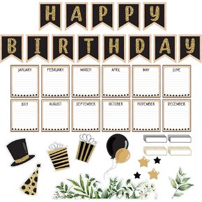 Decorably 103 Pcs Farmhouse Birthday Bulletin Board Set for Classroom with Borders - Classroom Birthday Bulletin Board, Happy Birthday Bulletin Board Set, Birthday Bulletin Board Decorations