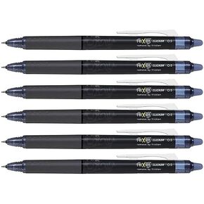 Pilot FriXion Point Clicker 0.5mm, Erasable Gel Needle tip Pens, Extra Fine Point, 6 pack (Navy Blue)