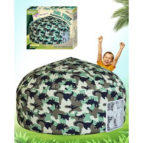خيمة Skywin Air Tent Fort الكبيرة المموهة على شكل نجوم مع مسرح أرضي للأطفال - حصن الأطفال القابل للنفخ يتم إعداده وتخزينه في ثوانٍ (المروحة غير متضمنة)