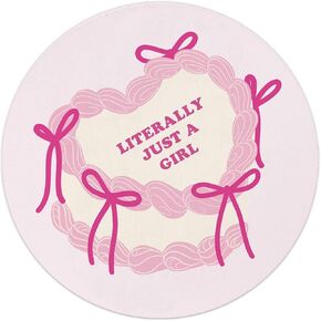 QUICQOD Pink Trendy Coquette Mouse Pad,Girly Bows Heart Cake Round Mouse Pad,Retro Non-Slip Rubber Base Mousepads for Home Office Dorm Desk Decor,Teen Girl Women Gifts,8.7 x 8.7 Inch