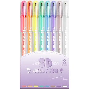 3D Jelly Pen Set,12 Colors 3D Glossy Jelly Pens,Assorted Colors Gel Ink Pens,Glitter Gel Pens for DIY Painting Suitable on Glass Plastic Books Drawing
