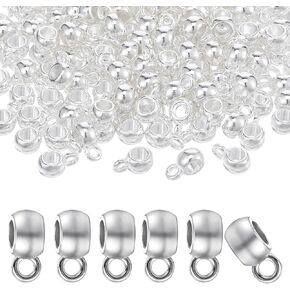 180pcs Bail Beads, Links Column Spacer Beads Alloy Connector Tube Charm Pendant Bail Hanger Dangle for DIY Jewelry Making Bracelet Necklace Craft Accessories(Gold+Silver)