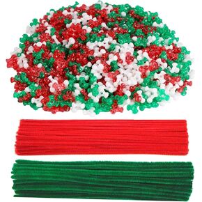 FINEWEN 1840pcs Christmas Tri Beads,Christmas Tri Beads Beaded Ornament Kit Christmas DIY Bead Christmas Tree Hanging Decoration，Christmas Beads Ornaments Candy Cane Ornament