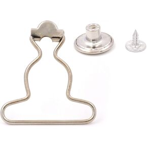 1.5" Inside Bottom Width Silvery Dungaree Fastener Overall Clip Suspender Buckle with Screw Button