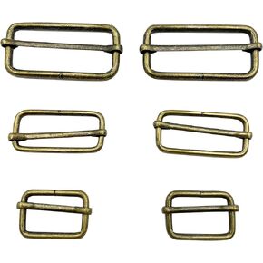 Metal Slide Buckle - Rectangle Triglide Slide Webbing Belt Adjuster Slider for Fasteners, Strap, Backpack Purse Accessories,ZQMALL Hardware Supplies 50 Pack,Assorted Size (Bronze) Q2484