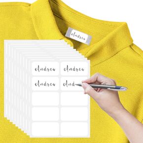 Name Tags for Clothes, No-Iron Name Tags for Clothing, 100 PCS Waterproof Labels for Clothes, Fabric Labels for Clothes Washable Labels for Nursing Home School Name Tag Fabric Stickers(1.18x0.59inch)