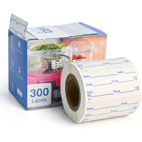 L LIKED Dissolvable Label Shelf Life for Food Rotation Use by Stickers 2 x 1 Inch Roll of 600 Labels