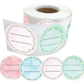 Canning Jar Stickers 2'' Watercolor Floral Spice Labels for Jar Lids-Food Labels for Canning Labels 500Pcs Mason Jar Labels for Jar,Bottle Seal,Store,Oganizing Date Contents Canning Jar Lids Labels