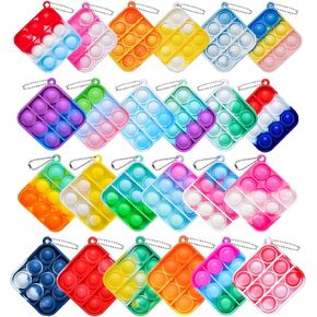 12Pcs Mini Pop Fidget Toys Pop Keychain Fidget Toy Push Bubble Pop Silicone Squeeze Sensory Toys Anxiety Stress Reliever for Adults and Kids