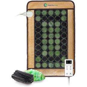 HealthyLine Soft Mesh Far Infrared Heating Pad for Back Pain Relief - Heat Therapy with Jade & Tourmaline Gemstones, Calming Negative Ions, Electric Mat with Auto Shut Off, InfraMat Pro Medium