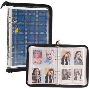 4-Pocket Kpop Photocard Holder Book with 30Pcs Inner Pages 6 Ring A5 Photocard Binder Card Collect Book Hold Up to 240 Cards (Pink)