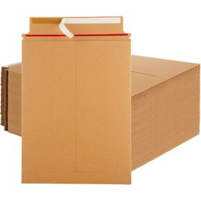 50 Pack 9 x 11.8 inches Stay Flat Cardboard Mailers Security Self-Seal Envelopes Stay Flat Photo Document Blank Brown Cardboard Envelopes Bulk Chipboard Mailers for Shipping, 300 gsm