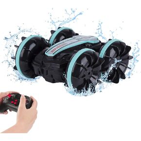 Berry President Amphibious RC Car, 2.4GHz Off-Road Stunt Truck, All Terrain 4WD Remote Control Toy, Land Water Vehicle with 360° Rotation for Kids (LightBlue)