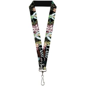 Buckle Down Lanyard-1.0"-Tinker Bell Floral Collage Classy and Sassy