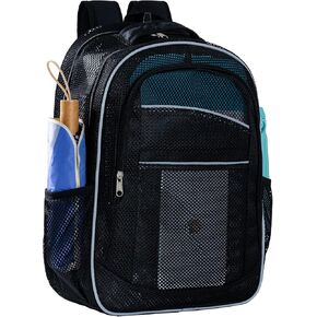 Mesh Backpack for School -3 sizes with Reflective Strips, See Through Travel Backpack for Girls Boys Beach