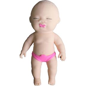White Baby Squishy Toys Cute Little Baby Doll Silicone Adorable Hilarious Fidget Toy to Squeeze Stress Relief Sensory Play Relaxation Gag Gift for Kids Novelty Favors