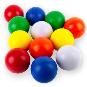 Boley Foam Stress Ball Set - 12 Pack Small Stress Balls for Kids and Adults - Anxiety ADHD Autism and Stress Relief Ball Set - Squishy Squeeze Stretch Round Foam Fidget Balls in Bulk