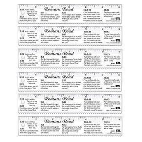 G.T. Luscombe, Romans Road Bible Verses, 6 Inch, Clear Ruler with Dual Straight and Scalloped Edge, for Underlining and Journaling, Multitool or Bookmark, Pack of 6