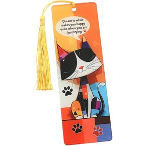 1pc Cute Pet Cat Tassel Bookmark - Acrylic Bookmarks for Book Lovers, Gifts for Teachers Students Reading Markers Ideal Gift for Back to School Season (SQ1025-Cat)