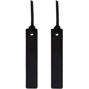 2Pcs Leather BookPage Marks Handmade Stitched Book Marker Reading Gift with Rope Tassel for Women Men Book Lover Reader (Black)
