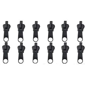 12Pcs Black Fix Zip Puller, Zip Slider Repair Instant Kit, Instant Zipper Set, Fix Zipper Removable Rescue Replacement Pack, for Sewing Clothes, Jacket, Backpacks, Fasteners
