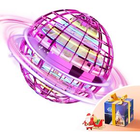 TOMZON Flying Orb Ball, Cool Toys for Boys Girls, Hover Ball Boomerang Fidget Spinner, Drone for Kids with Colorful Light Flying Spinner, A32 Purple